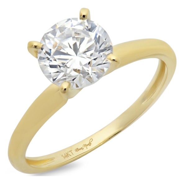2.85 Ct Round Solitaire 14K Yellow Gold Ring - Picture 1 of 5